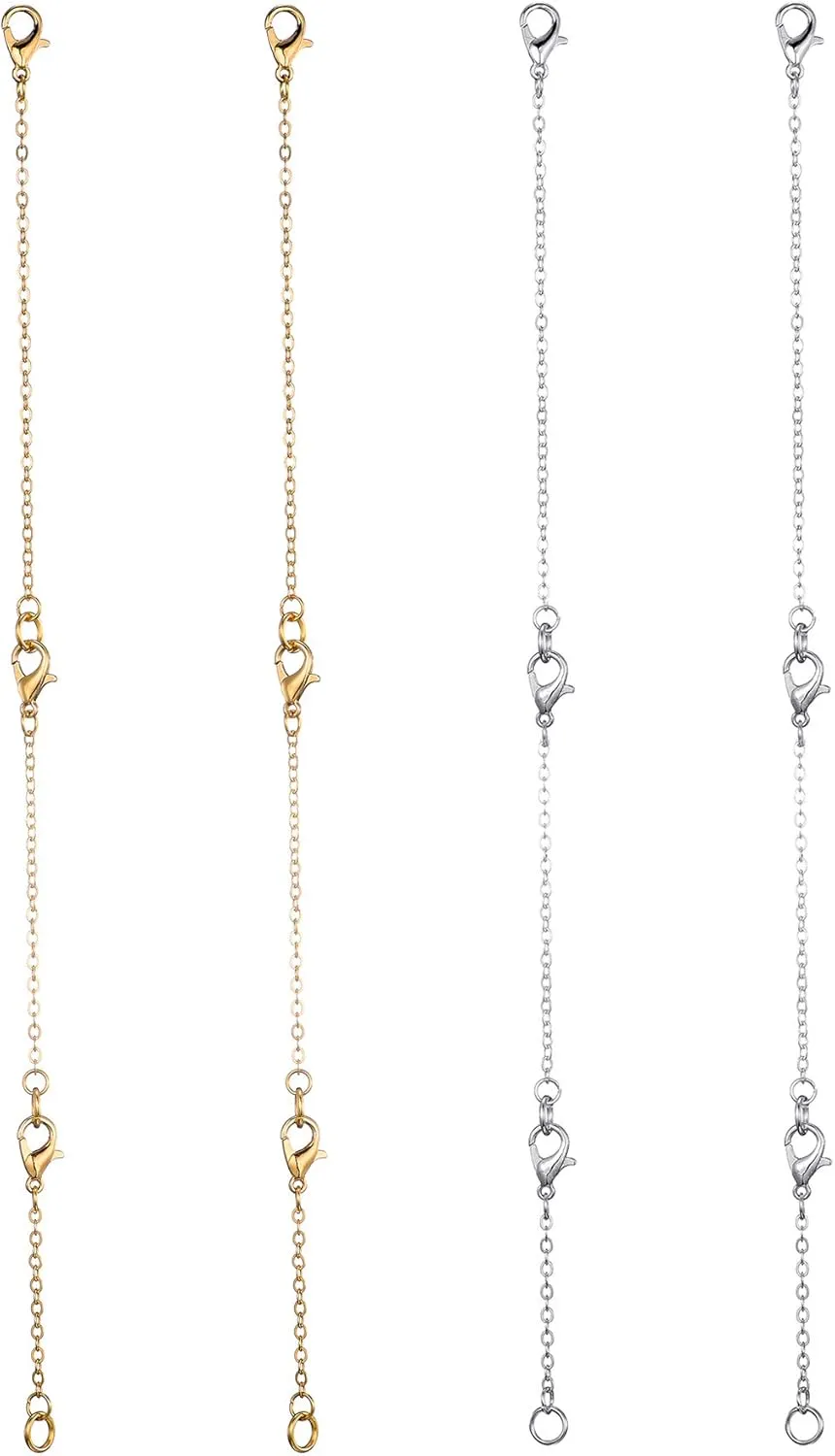 Softones 12-18Pcs Ankle Bracelets Extenders-Extension for Womens Jewelry(1 2 3 Inch),with Lobster Clasp and O-Clasp from Gold Silver Rose Gold