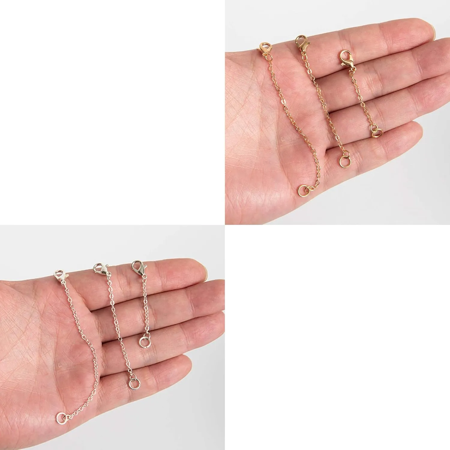 Softones 12-18Pcs Ankle Bracelets Extenders-Extension for Womens Jewelry(1 2 3 Inch),with Lobster Clasp and O-Clasp from Gold Silver Rose Gold