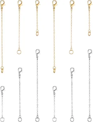 Softones 12-18Pcs Ankle Bracelets Extenders-Extension for Womens Jewelry(1 2 3 Inch),with Lobster Clasp and O-Clasp from Gold Silver Rose Gold