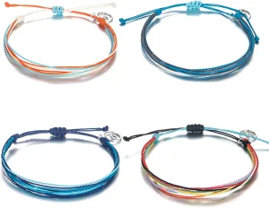Softones VSCO String Wave Bracelets for Women Handmade Colorful Waterproof Adjustable Braided Beach Bracelet Set for Women