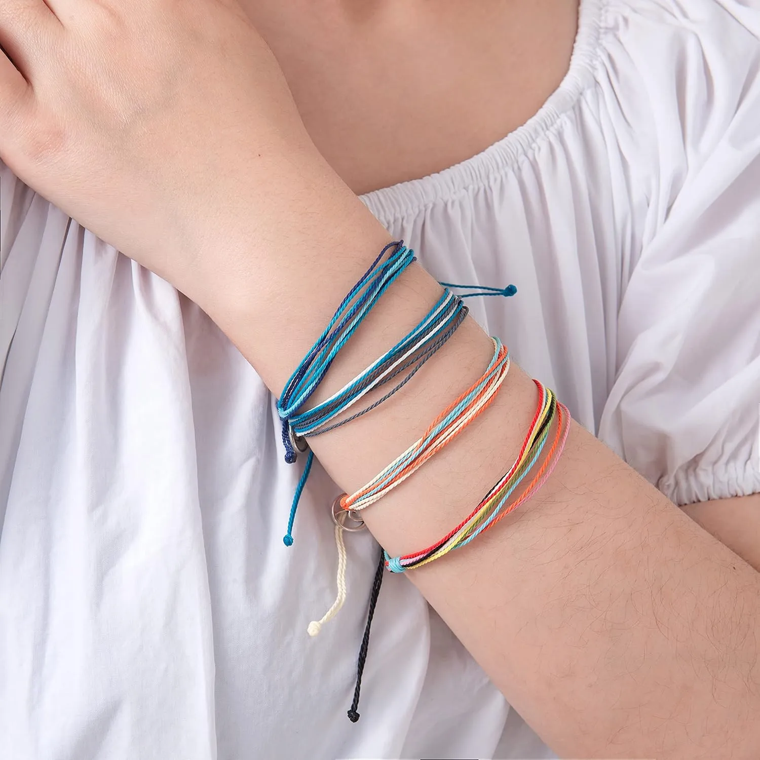 Softones VSCO String Wave Bracelets for Women Handmade Colorful Waterproof Adjustable Braided Beach Bracelet Set for Women