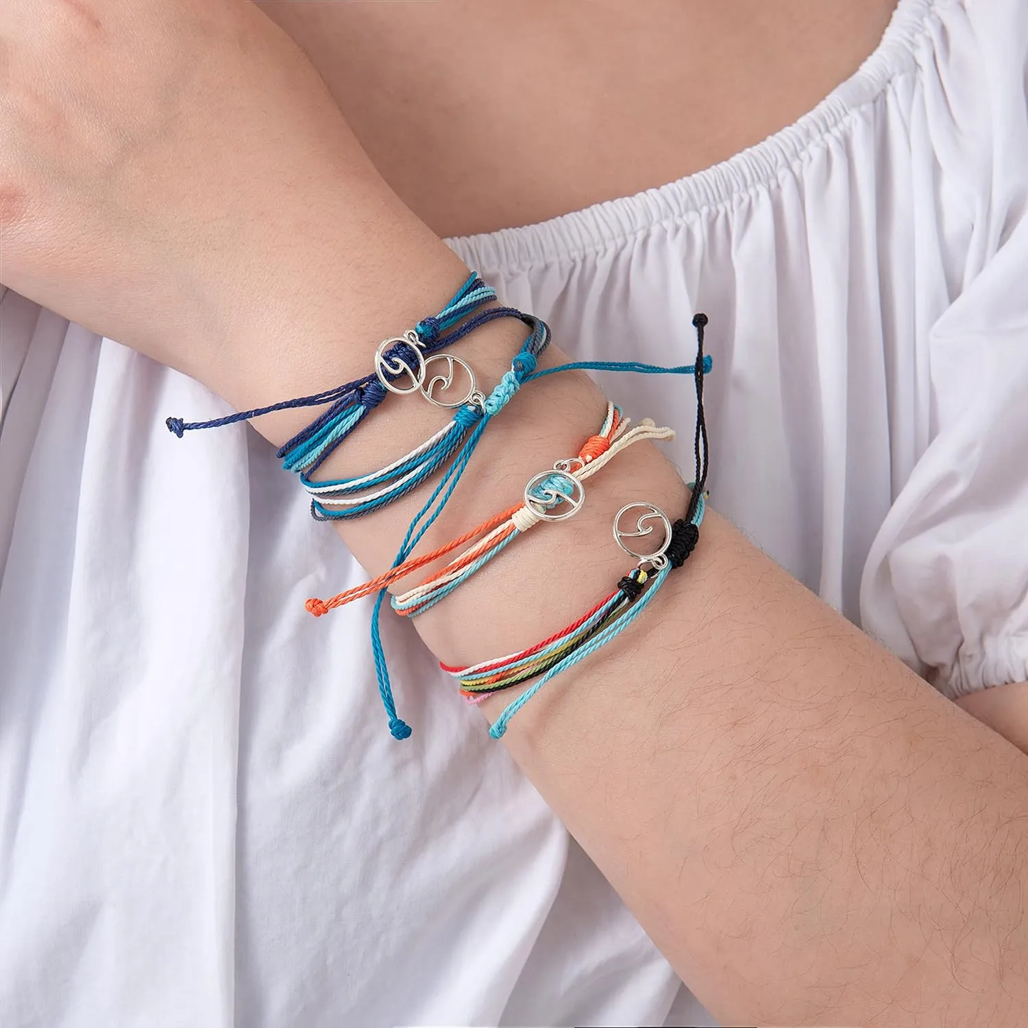Softones VSCO String Wave Bracelets for Women Handmade Colorful Waterproof Adjustable Braided Beach Bracelet Set for Women