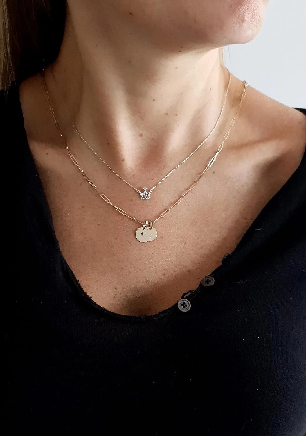 Solid 10k Gold Disc Pendant Initial Personalised Monogram Name Engraved Jewelry Gift for Women Round Tag Medallion Charm for Necklace (10mm/0,40inch)
