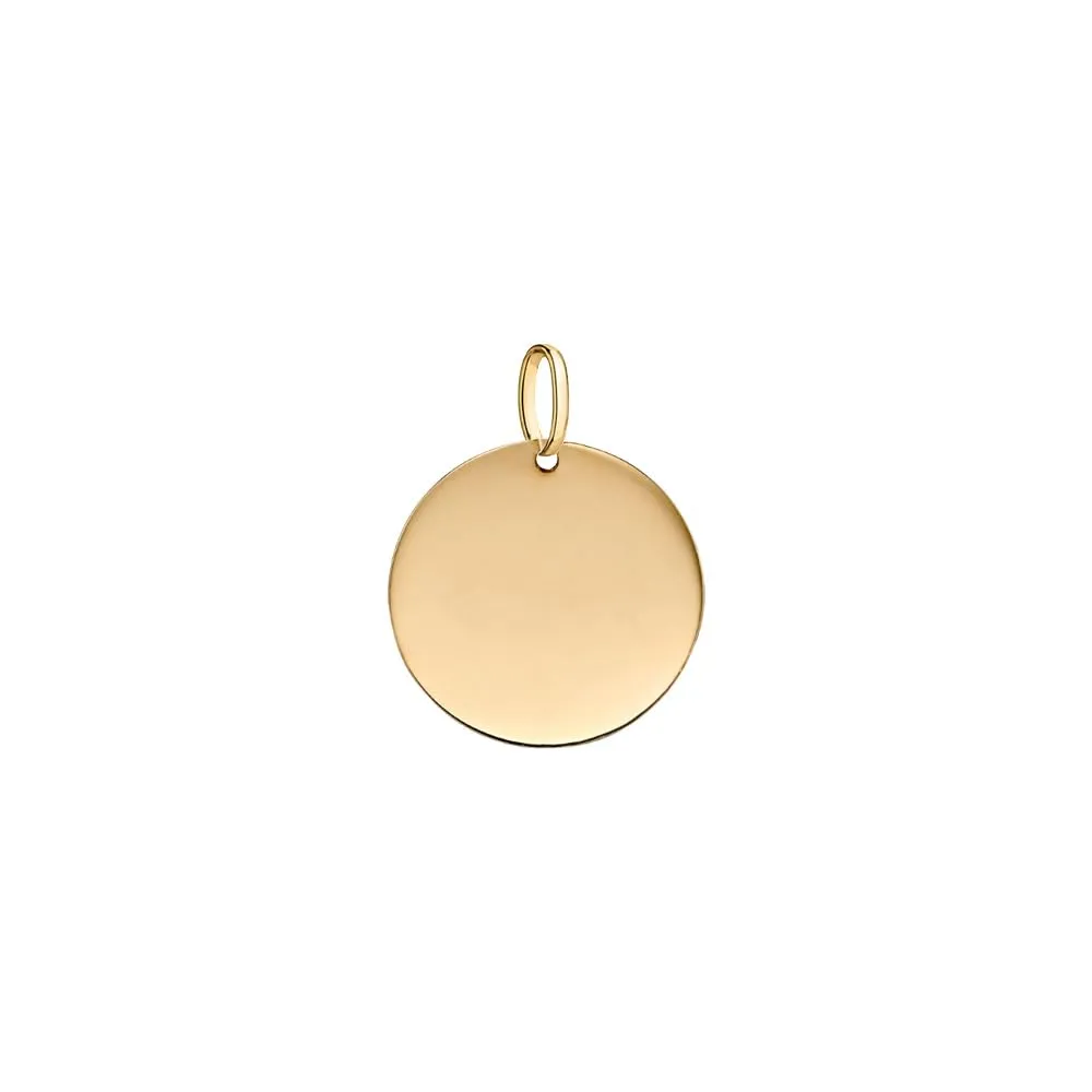 Solid 10k Gold Disc Pendant Initial Personalised Monogram Name Engraved Jewelry Gift for Women Round Tag Medallion Charm for Necklace (10mm/0,40inch)