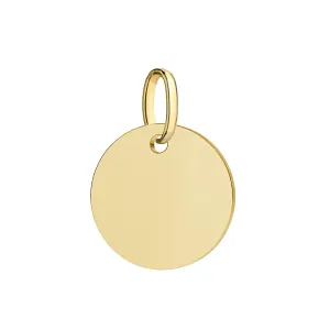 Solid 10k Gold Disc Pendant Initial Personalised Monogram Name Engraved Jewelry Gift for Women Round Tag Medallion Charm for Necklace (12mm/0,47inch)