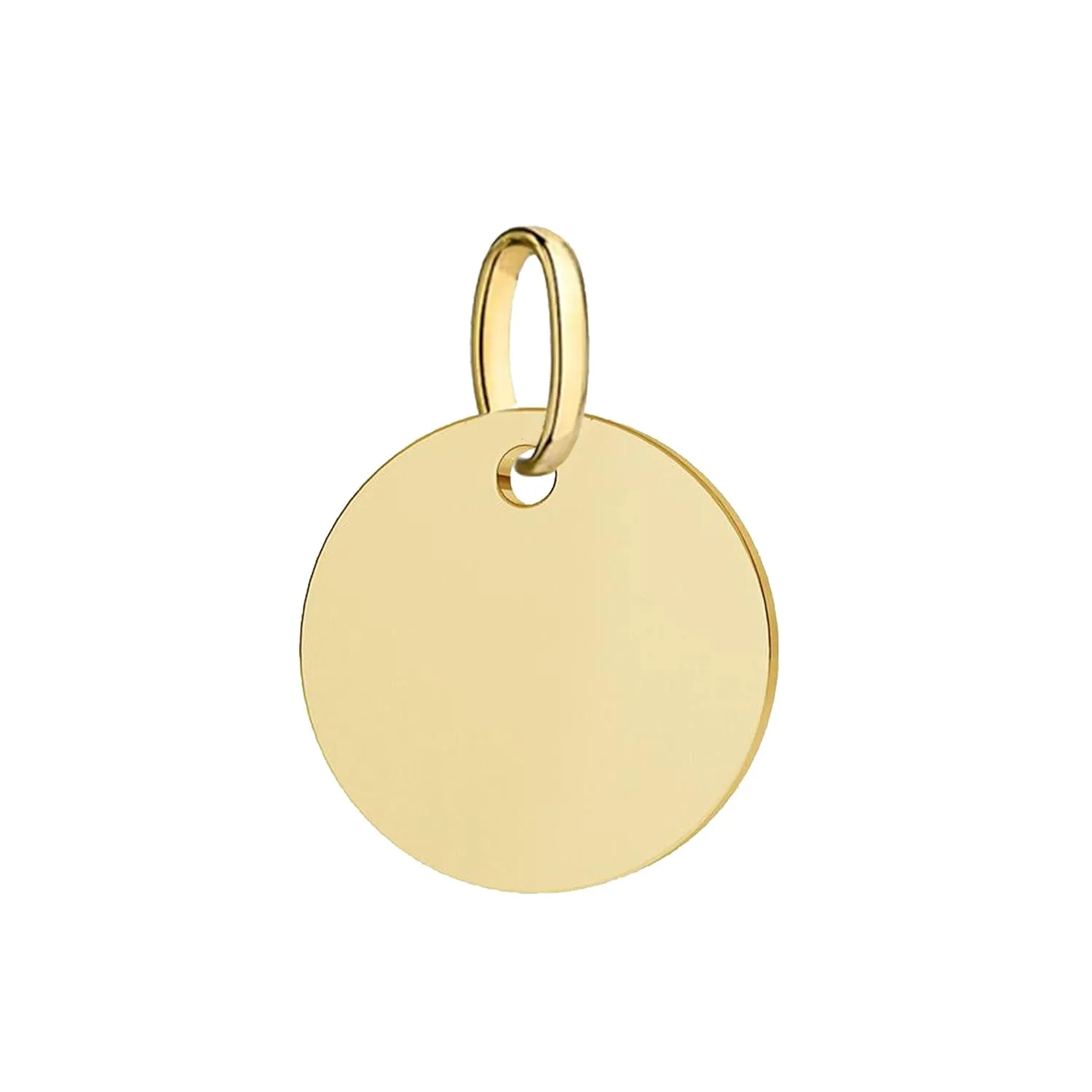 Solid 10k Gold Disc Pendant Initial Personalised Monogram Name Engraved Jewelry Gift for Women Round Tag Medallion Charm for Necklace (12mm/0,47inch)