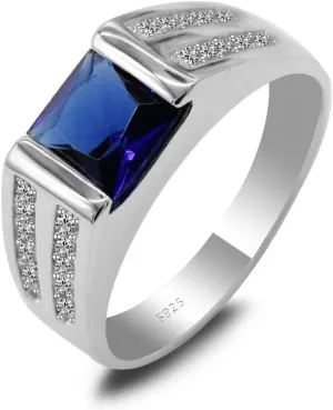 Solid 925 Sterling Silver Jewelry Set with Zircon Men's Simple Sterling Silver Ring High Jewelry Wedding Engagement Ring Size 8-12