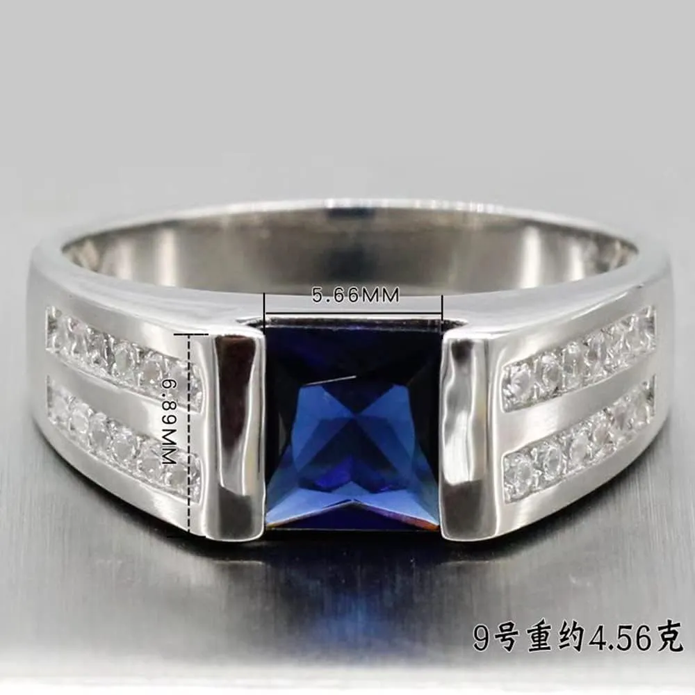 Solid 925 Sterling Silver Jewelry Set with Zircon Men's Simple Sterling Silver Ring High Jewelry Wedding Engagement Ring Size 8-12
