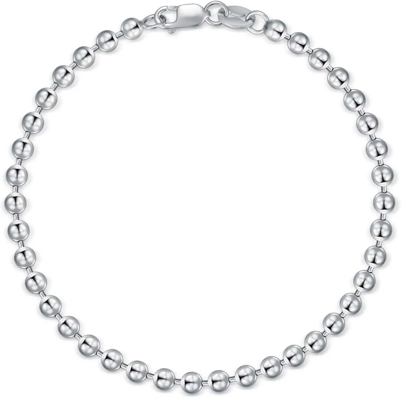 Solid 925 Sterling Silver Paperclip Chain/Byzantine Chain/Round Bead Ball Chain/Cable Chain/Mesh Chain/Round Box Chain Anklet Ankle Bracelet for Men Women, Made in Italy 9/10/11 Inch