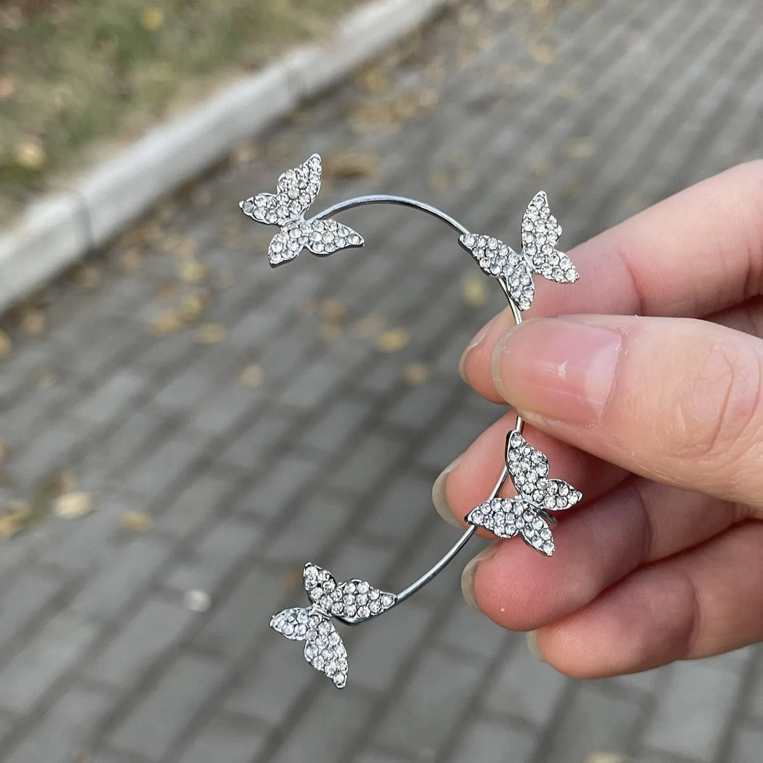 Sparkling Butterfly Ear Cuffs Cubic Zircon Butterfly Earrings for Women Ear Climber Non Piercing Ear Wrap Around Earrings for Girls Prom Party Wedding
