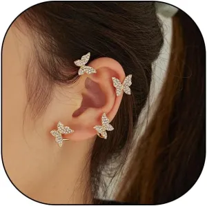 Sparkling Butterfly Ear Cuffs Cubic Zircon Butterfly Earrings for Women Ear Climber Non Piercing Ear Wrap Around Earrings for Girls Prom Party Wedding