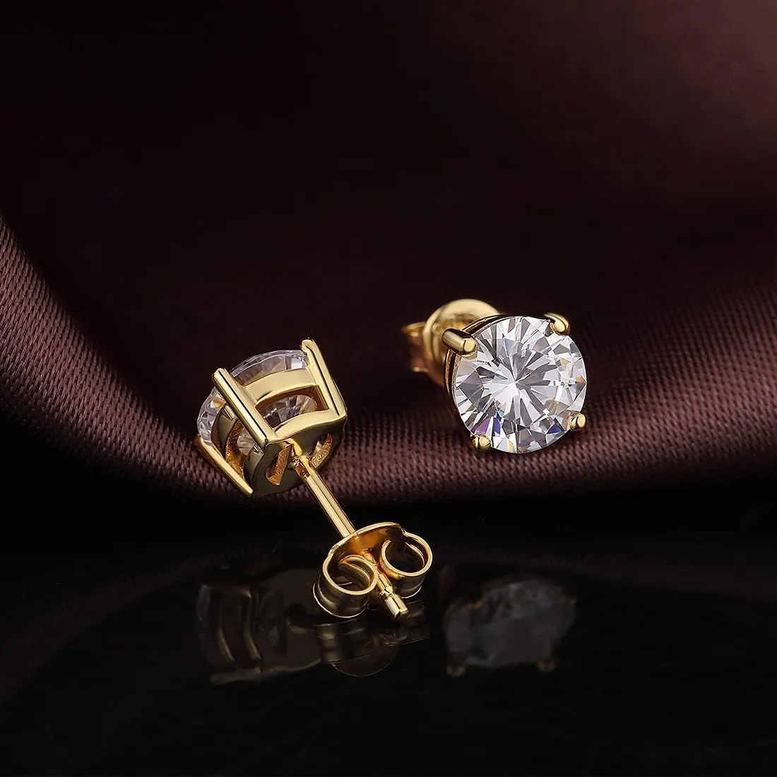 Sparkling CZ Stud Earrings for Men & Women - Hypoallergenic Sterling Silver, Round/Square Cut 4MM-8MM Sizes