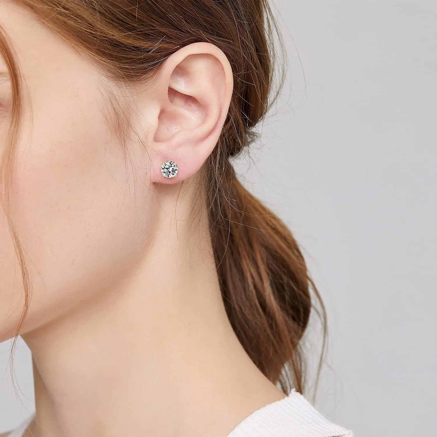 Sparkling CZ Stud Earrings for Men & Women - Hypoallergenic Sterling Silver, Round/Square Cut 4MM-8MM Sizes
