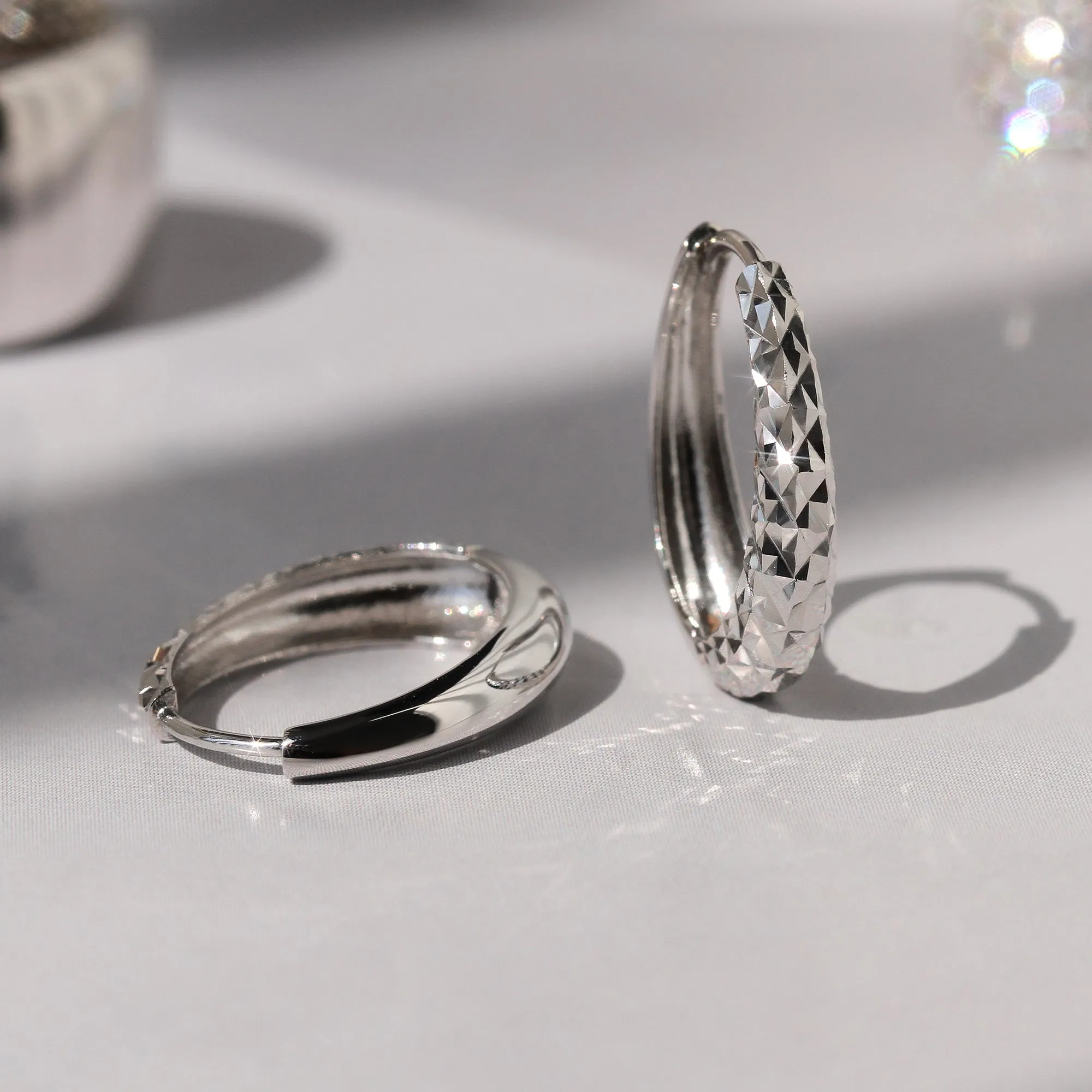 Sparkling Diamond-Cut Oval Hoops