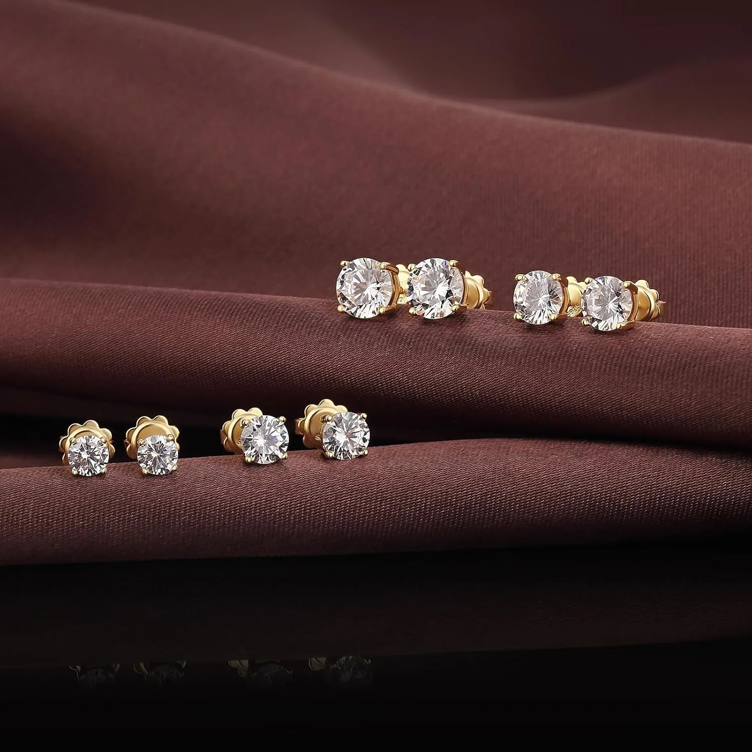 Sparkling Round Cut/Square Cut CZ Diamond Stud Earrings 925 Sterling Silver Cubic Zirconia Stud Earrings Hypoallergenic CZ Studs Earrings for Women/Men Unisex Earrings Studs 4MM-8MM