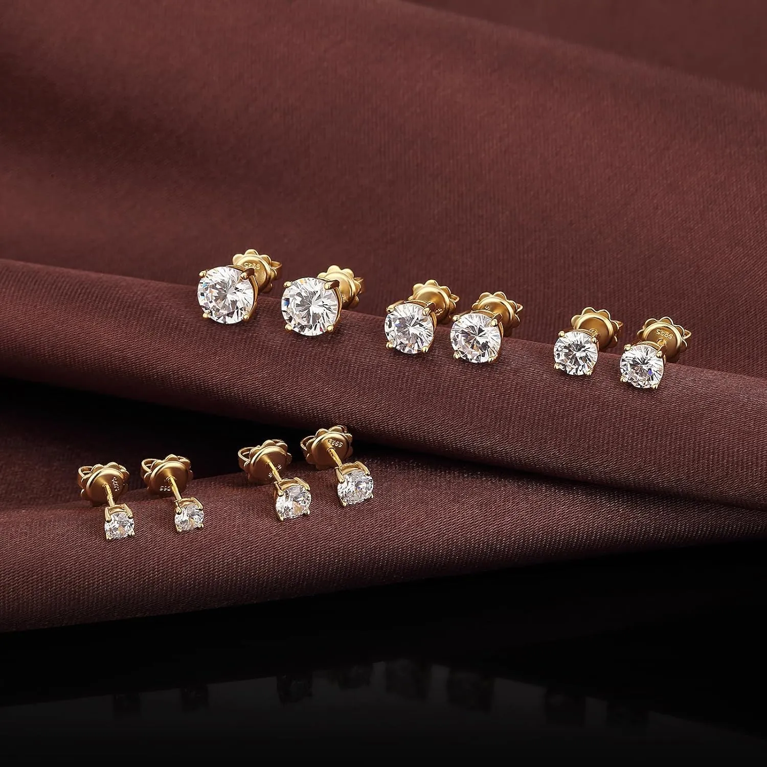 Sparkling Round Cut/Square Cut CZ Diamond Stud Earrings 925 Sterling Silver Cubic Zirconia Stud Earrings Hypoallergenic CZ Studs Earrings for Women/Men Unisex Earrings Studs 4MM-8MM