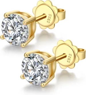 Sparkling Round Cut/Square Cut CZ Diamond Stud Earrings 925 Sterling Silver Cubic Zirconia Stud Earrings Hypoallergenic CZ Studs Earrings for Women/Men Unisex Earrings Studs 4MM-8MM