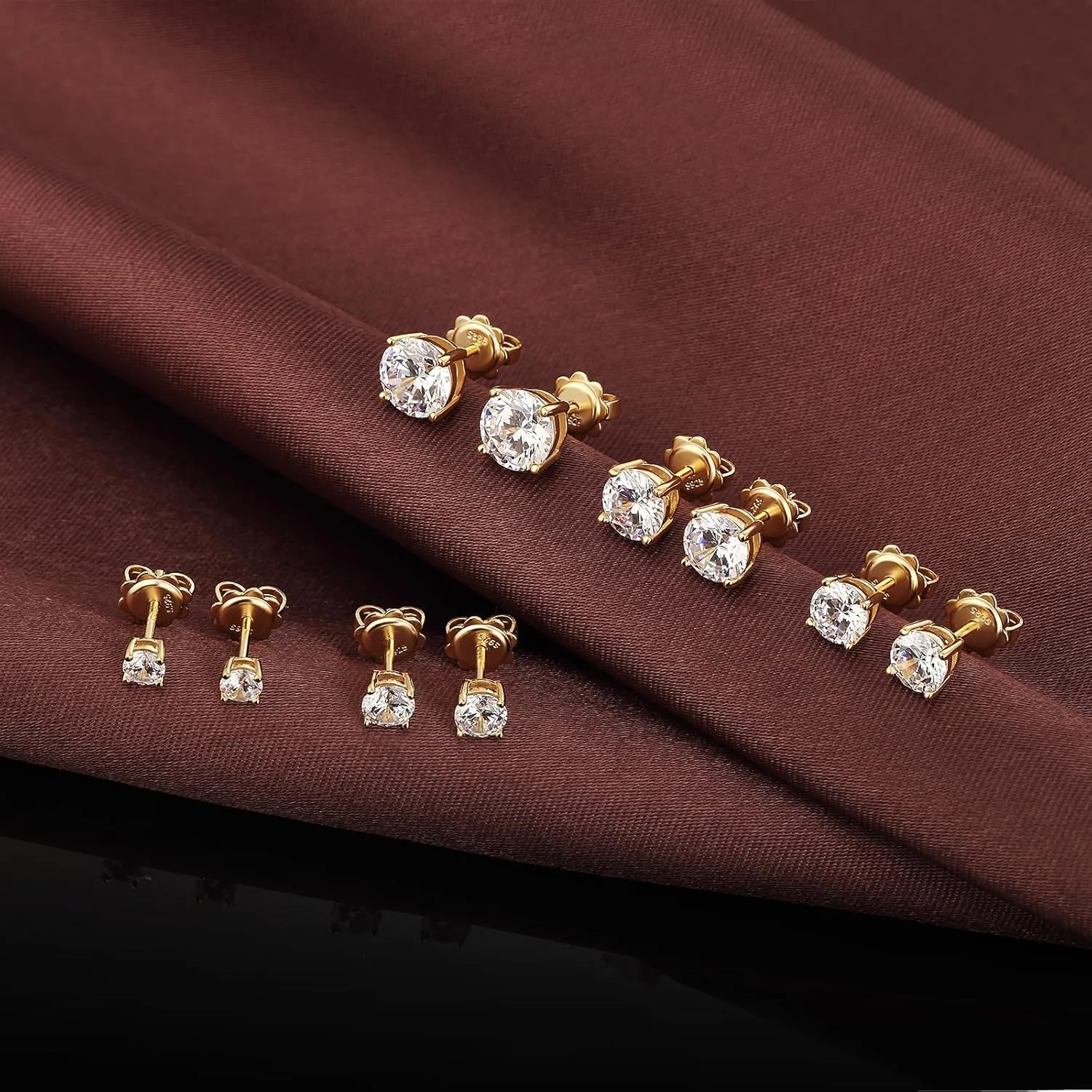 Sparkling Round Cut/Square Cut CZ Diamond Stud Earrings 925 Sterling Silver Cubic Zirconia Stud Earrings Hypoallergenic CZ Studs Earrings for Women/Men Unisex Earrings Studs 4MM-8MM