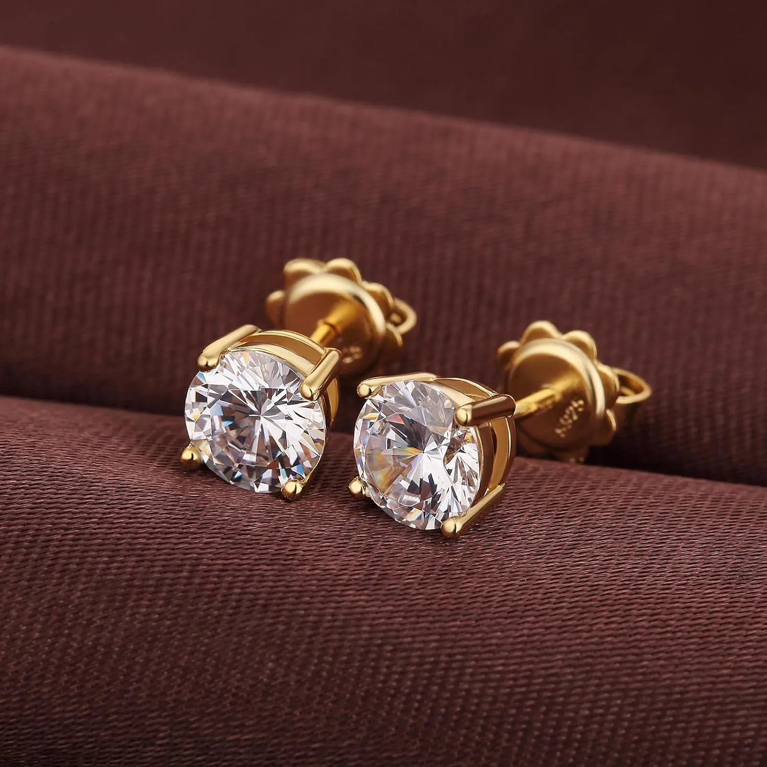 Sparkling Round Cut/Square Cut CZ Diamond Stud Earrings 925 Sterling Silver Cubic Zirconia Stud Earrings Hypoallergenic CZ Studs Earrings for Women/Men Unisex Earrings Studs 4MM-8MM