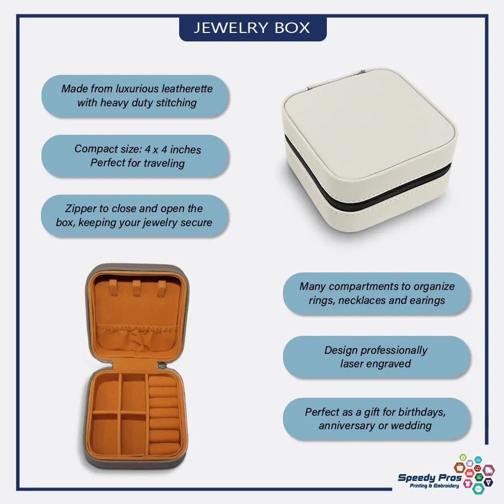 Speedy Pros Engraved Leather Jewelry Box Let Faith Be Bigger than Your Fear Inspiration & Motivation Travel Earring Case for Women White