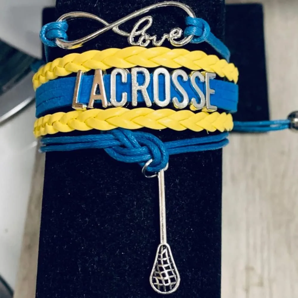 SportyBella Lacrosse Bracelets For Girls - Adjustable Charm Bracelet w/Infinity Symbol & Silver Lacrosse Stick Charm. Friendship Bracelet Gifts for Players, Teams & Coaches