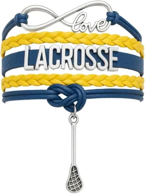 SportyBella Lacrosse Bracelets For Girls - Adjustable Charm Bracelet w/Infinity Symbol & Silver Lacrosse Stick Charm. Friendship Bracelet Gifts for Players, Teams & Coaches