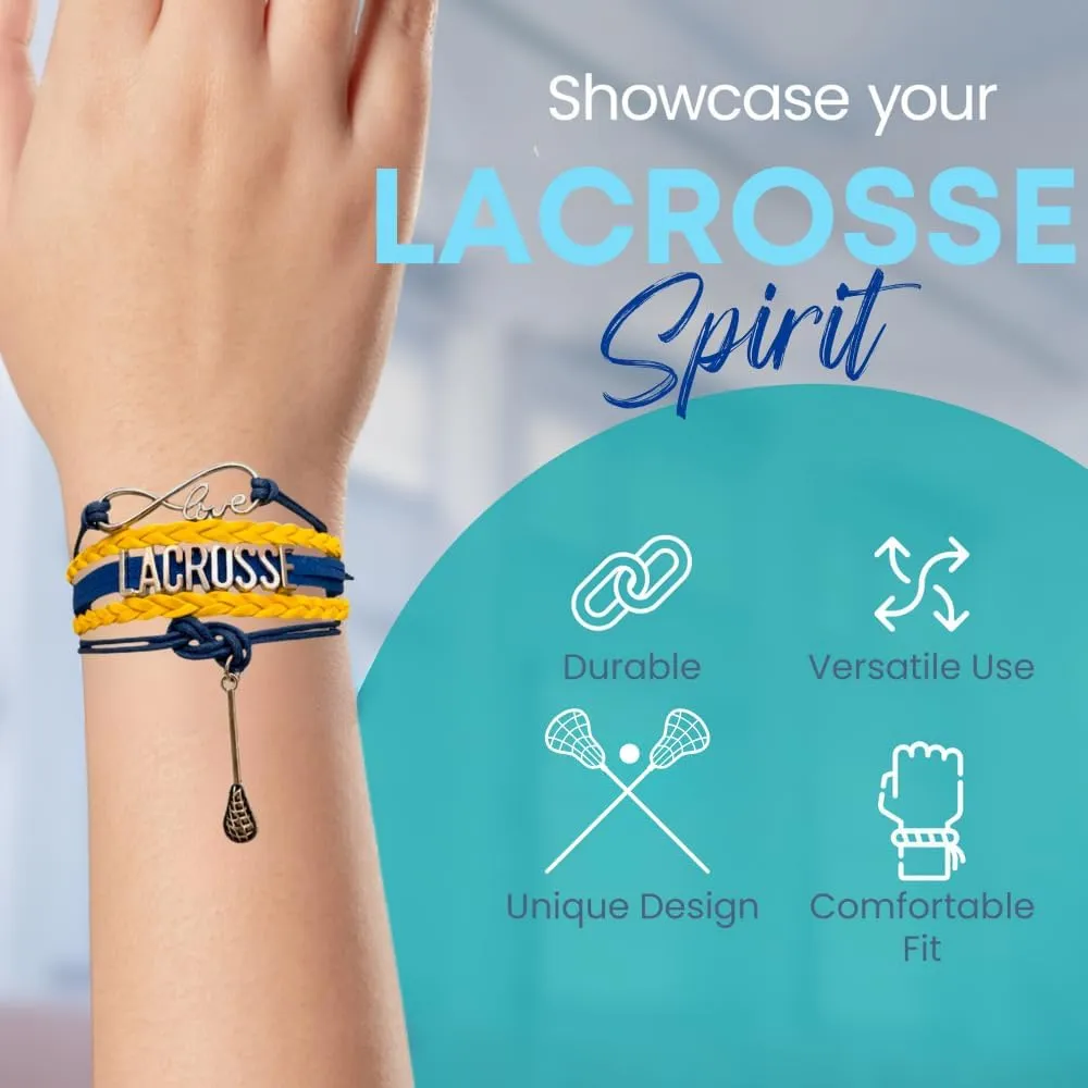 SportyBella Lacrosse Bracelets For Girls - Adjustable Charm Bracelet w/Infinity Symbol & Silver Lacrosse Stick Charm. Friendship Bracelet Gifts for Players, Teams & Coaches