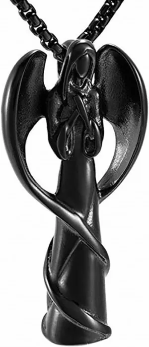 Stainless Steel Angel Cremation Urn Pendant Necklace Memorial Wing Angel Keepsake Urn Cremation Necklace for Ashes with Filling Kit