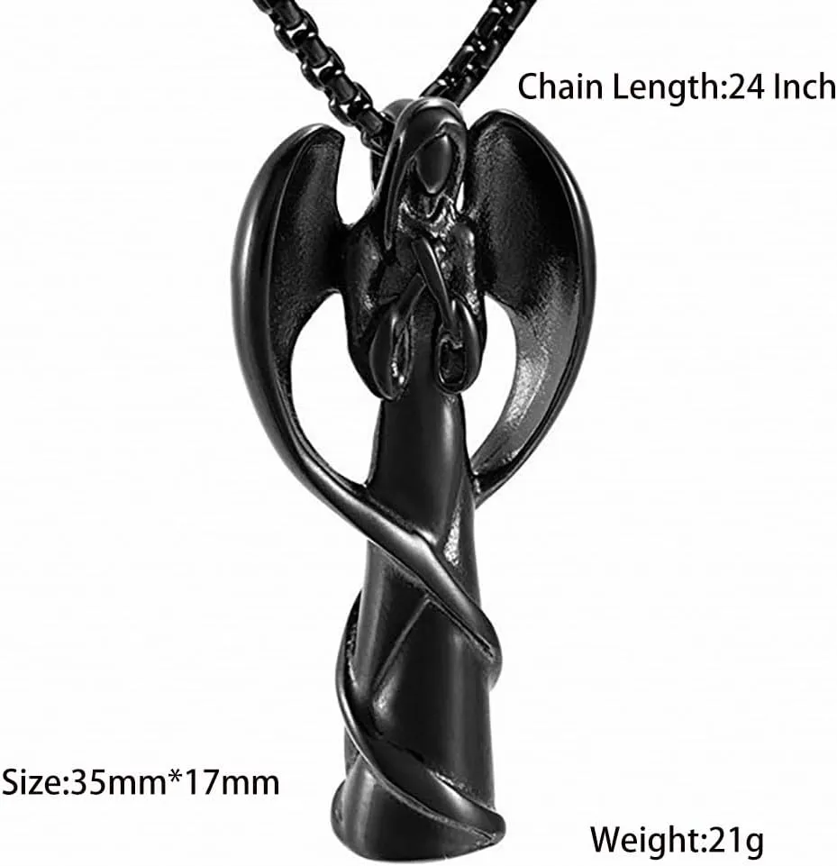 Stainless Steel Angel Cremation Urn Pendant Necklace Memorial Wing Angel Keepsake Urn Cremation Necklace for Ashes with Filling Kit