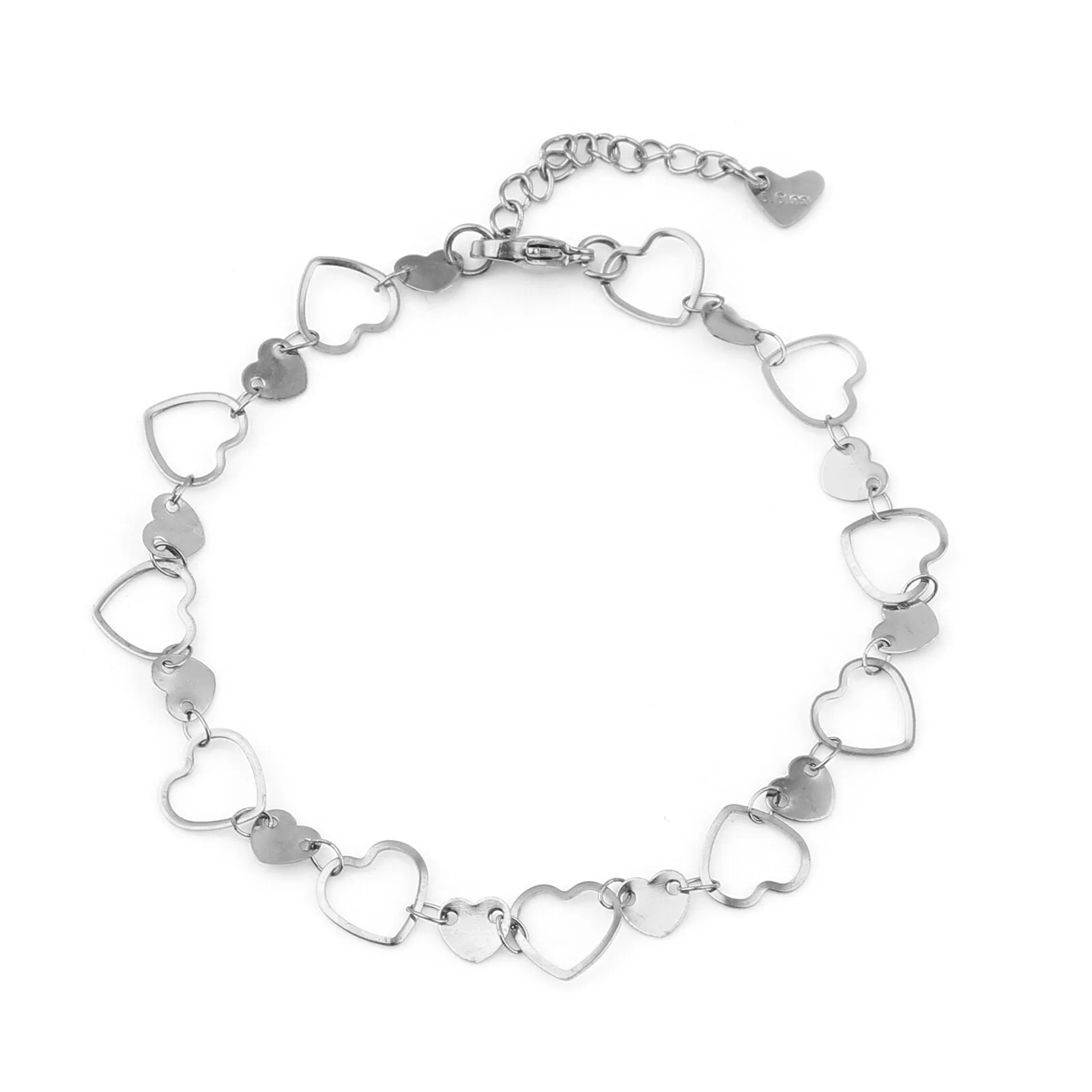 Stainless Steel Anklet Bracelet For Women Metal Chain Love Heart Charm