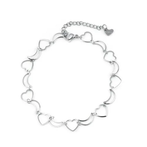 Stainless Steel Anklet Bracelet For Women Metal Chain Love Heart Charm