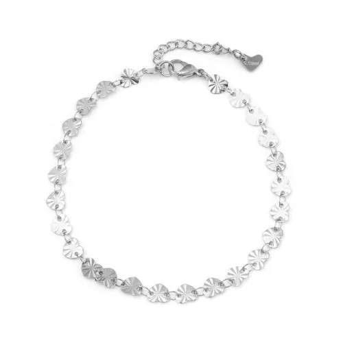 Stainless Steel Anklet Bracelet For Women Metal Chain Love Heart Charm
