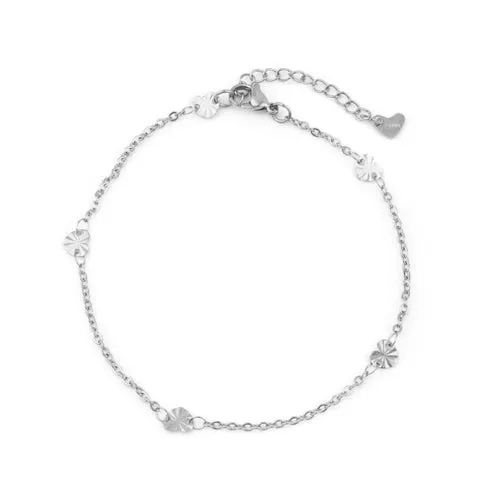 Stainless Steel Anklet Bracelet For Women Metal Chain Love Heart Charm