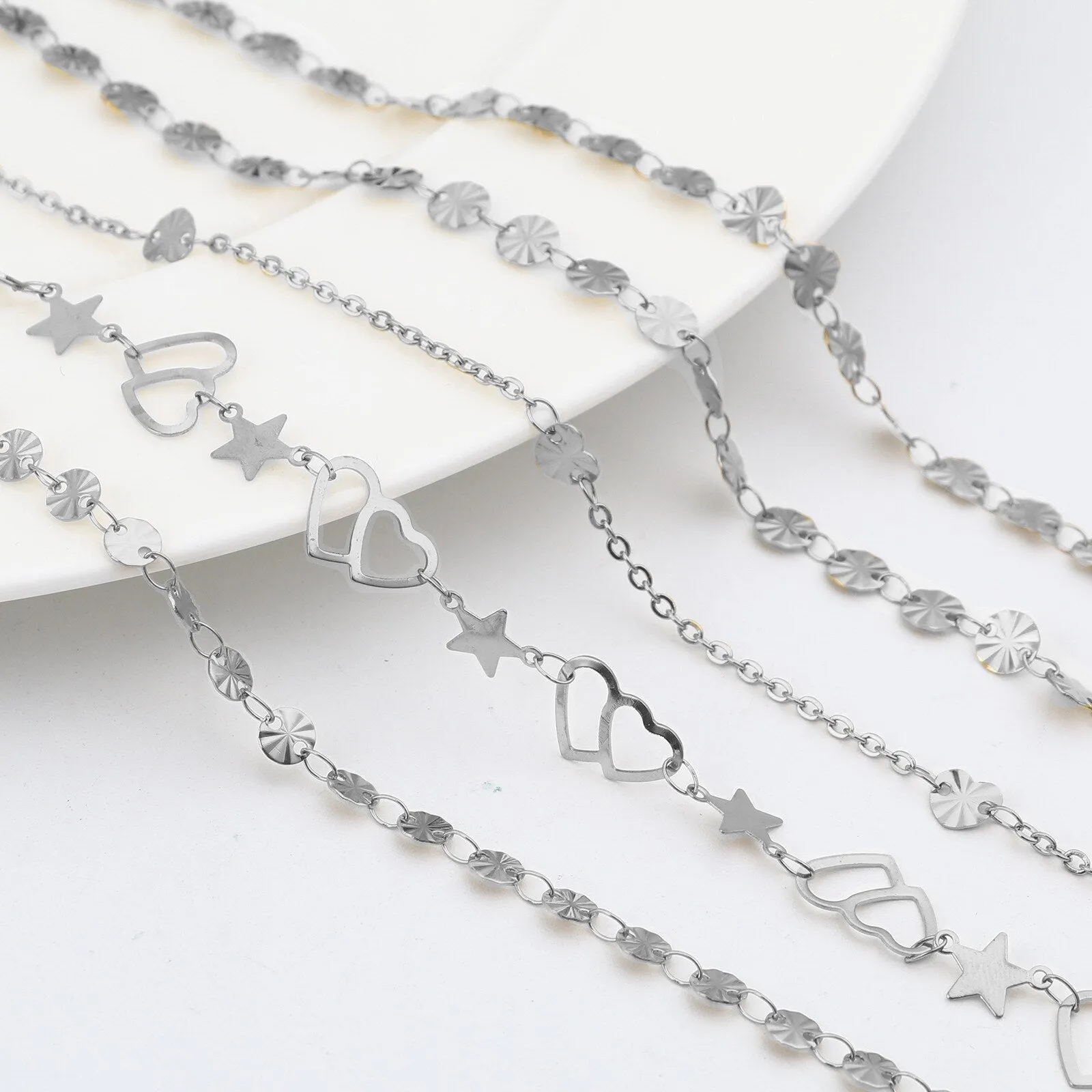 Stainless Steel Anklet Bracelet For Women Metal Chain Love Heart Charm