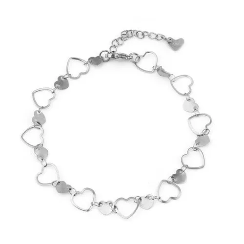 Stainless Steel Anklet Bracelet For Women Metal Chain Love Heart Charm