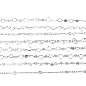Stainless Steel Anklet Bracelet For Women Metal Chain Love Heart Charm