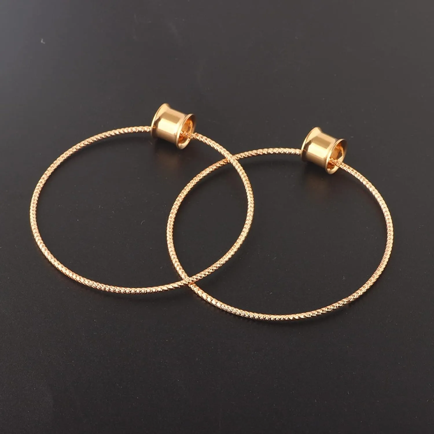 Stainless Steel Ear Tunnels Ear Gauges Women Rose Gold/Silver with Big Hoop Dangle Ear Expander Body Piercing Jewelry, 1 Pair, 6MM - 20MM