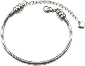 Stainless Steel Snake Chain Charm Bracelet, 3mm Silver DIY Jewelry for Women & Men, Fits Most Beads & Pandora Charms, 5-10 Inches