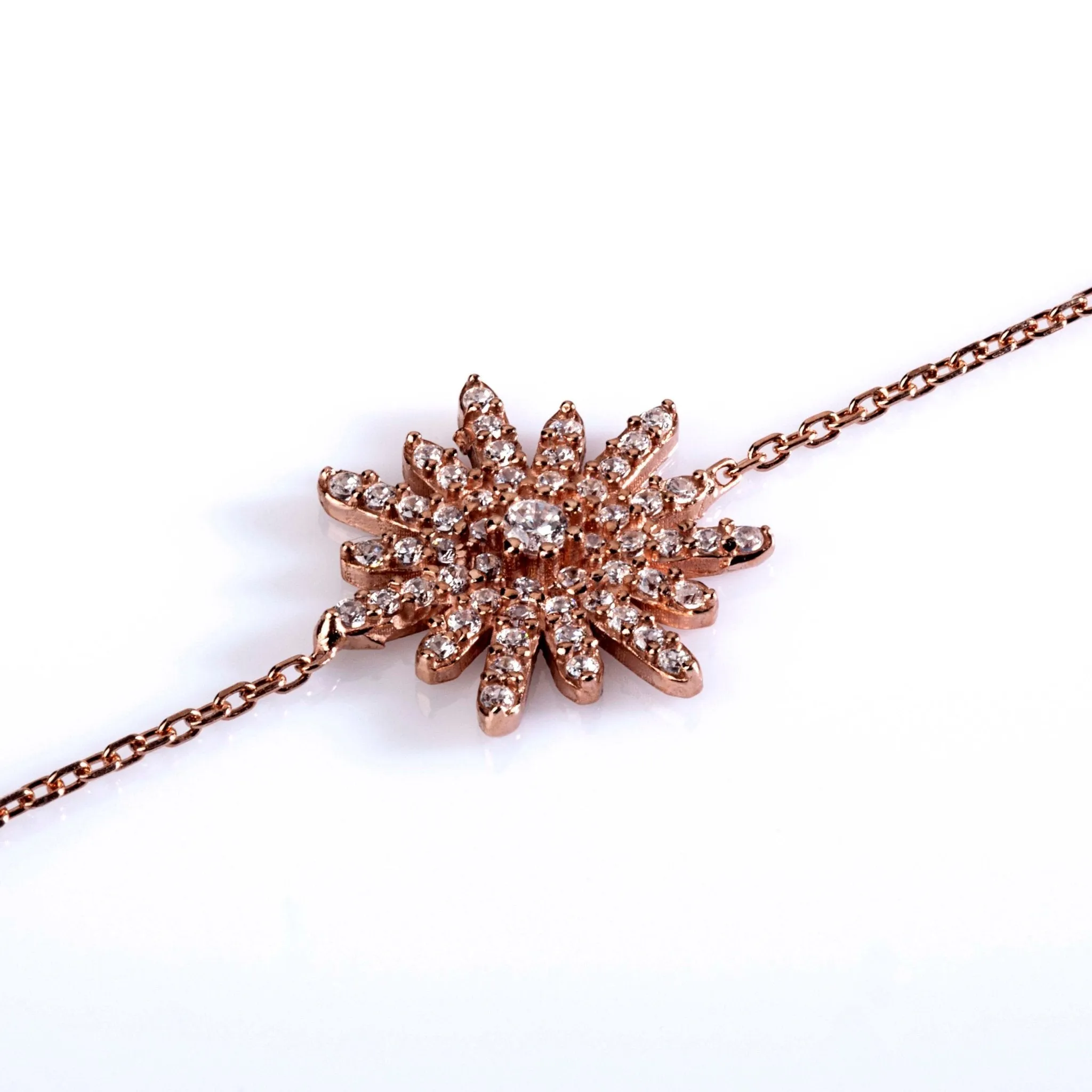 Star Dainty Silver Chain Bracelet with Crystals