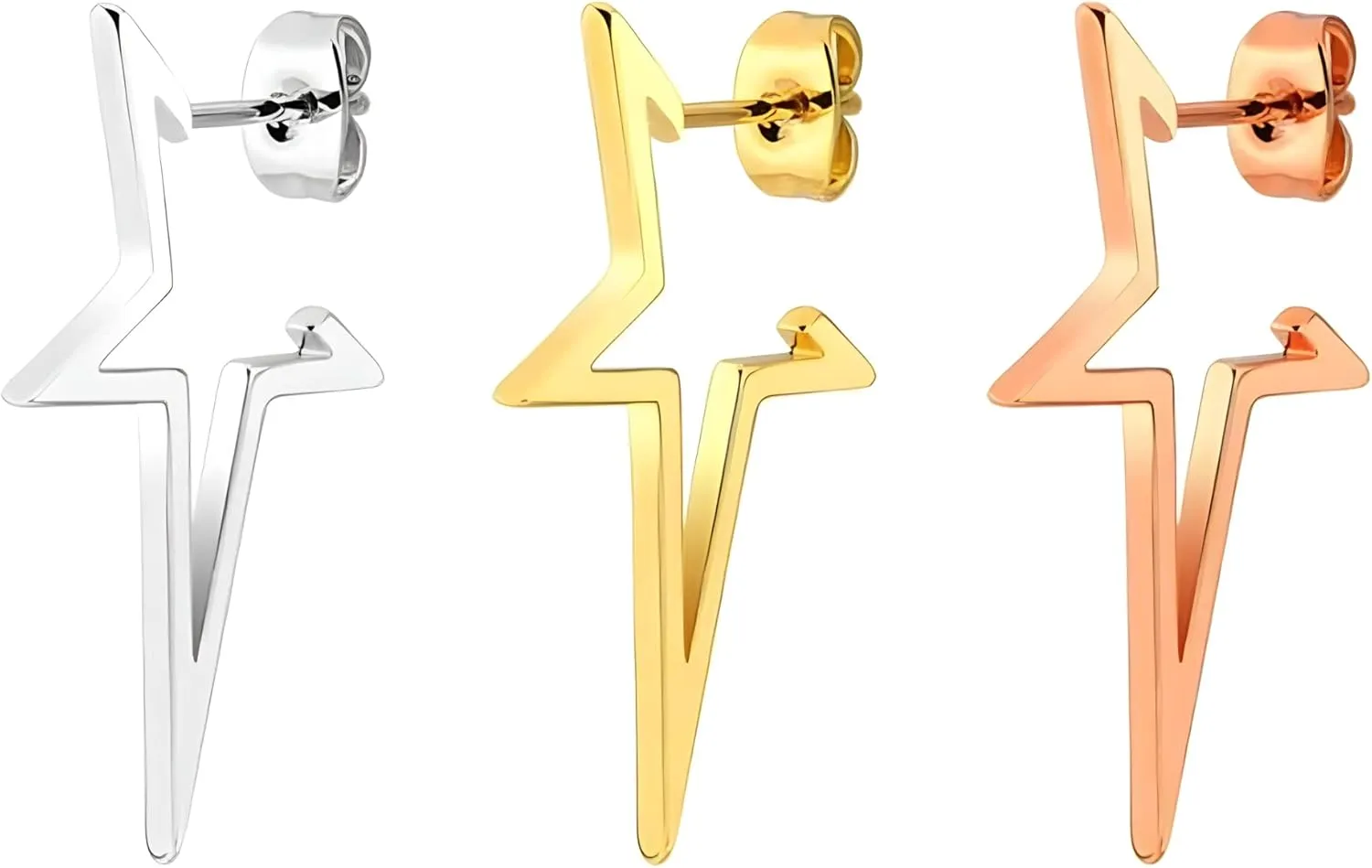 Star Hoop Earrings, Gold Star Earrings, Silver Star Earrings, Hypoallergenic Lightweight Gold Plated Fun Statement Earrings for Women