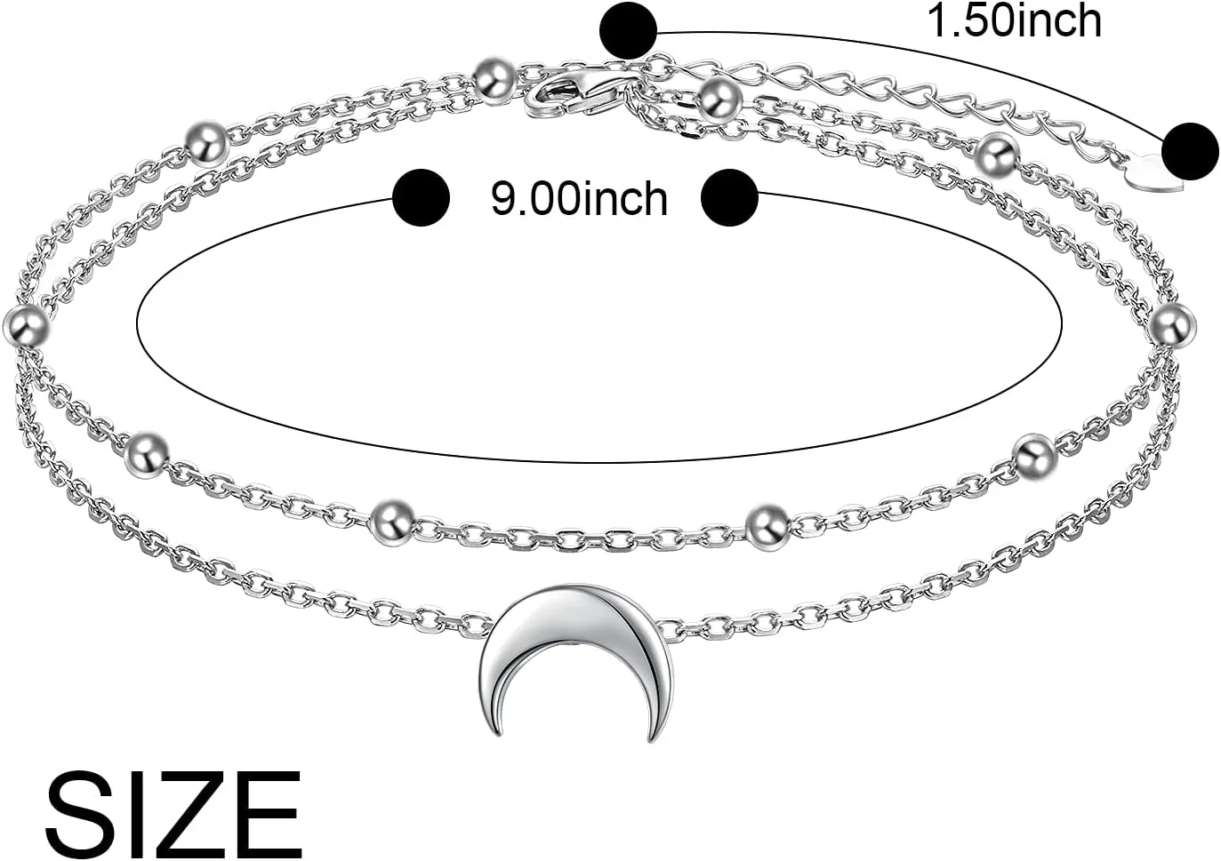 Star Moon Layered Anklet 925 Sterling Silver Sunflower Airplane Mermaid Tail Anklets for Women Girls Adjustable Beads Crescent Ankle Bracelet Boho Beach Foot Chain Charm Jewelry