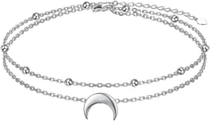 Star Moon Layered Anklet 925 Sterling Silver Sunflower Airplane Mermaid Tail Anklets for Women Girls Adjustable Beads Crescent Ankle Bracelet Boho Beach Foot Chain Charm Jewelry