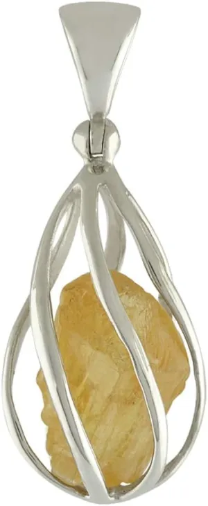 Starborn Gemstone teardrop Style Cage Pendant Sterling Silver