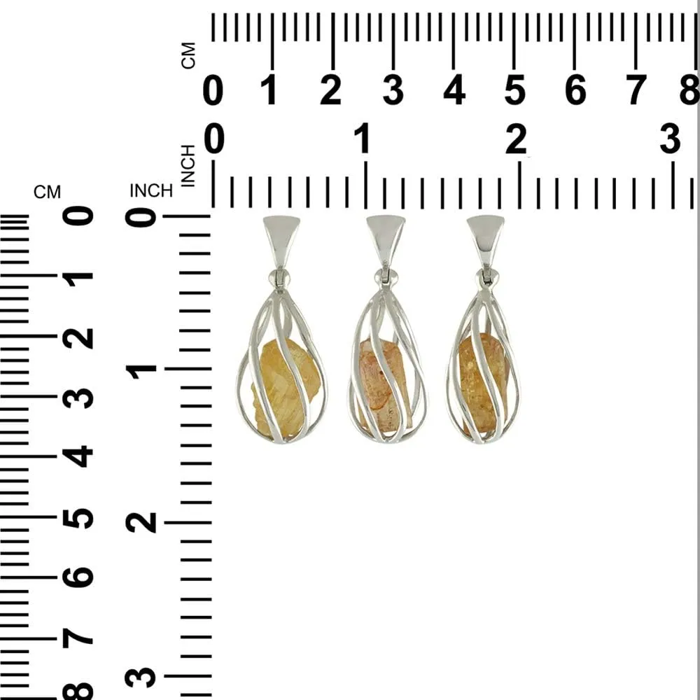 Starborn Gemstone teardrop Style Cage Pendant Sterling Silver