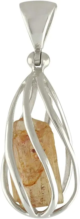Starborn Gemstone teardrop Style Cage Pendant Sterling Silver