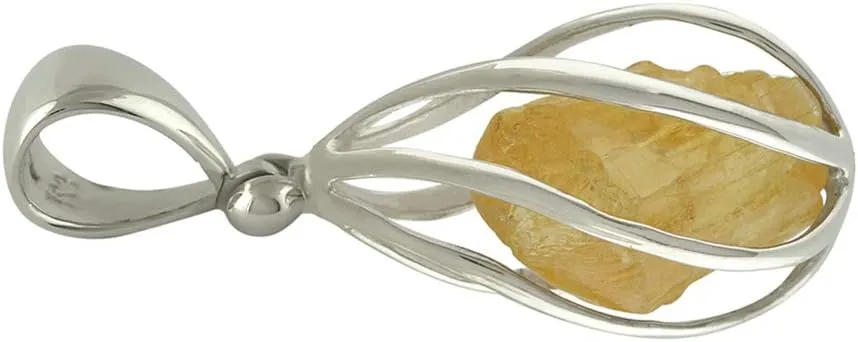 Starborn Gemstone teardrop Style Cage Pendant Sterling Silver