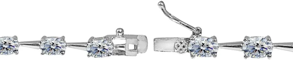 Sterling Silver 6x4mm Oval-Cut Classic Link Tennis Bracelet Made with European Crystals