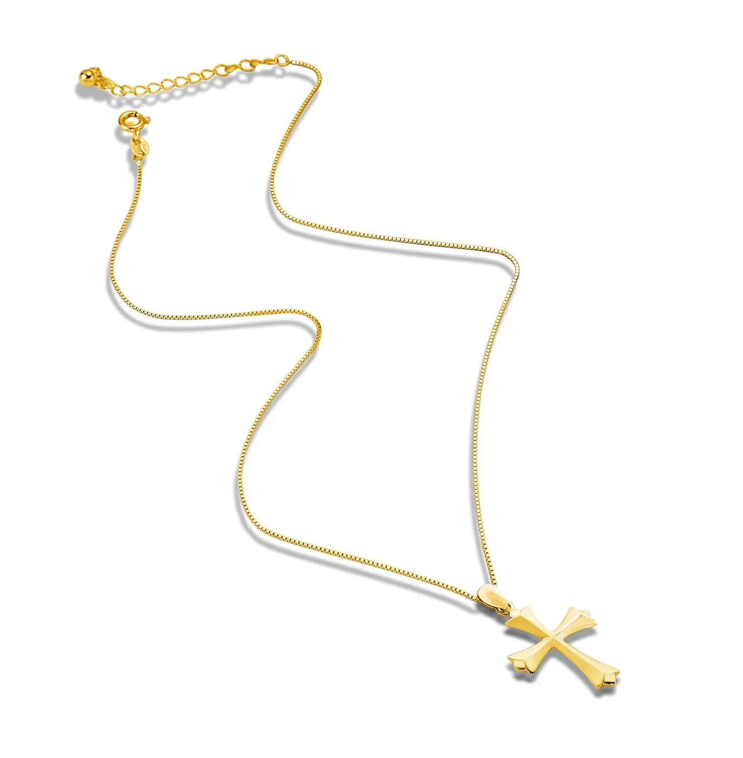 Sterling Silver Cross Necklace for Women 925 Sterling Silver Simple Classic Cross Pendant Necklace Handmade Crosses Religious Jewelry (14K Gold Embossed Cross Pendant Necklace)