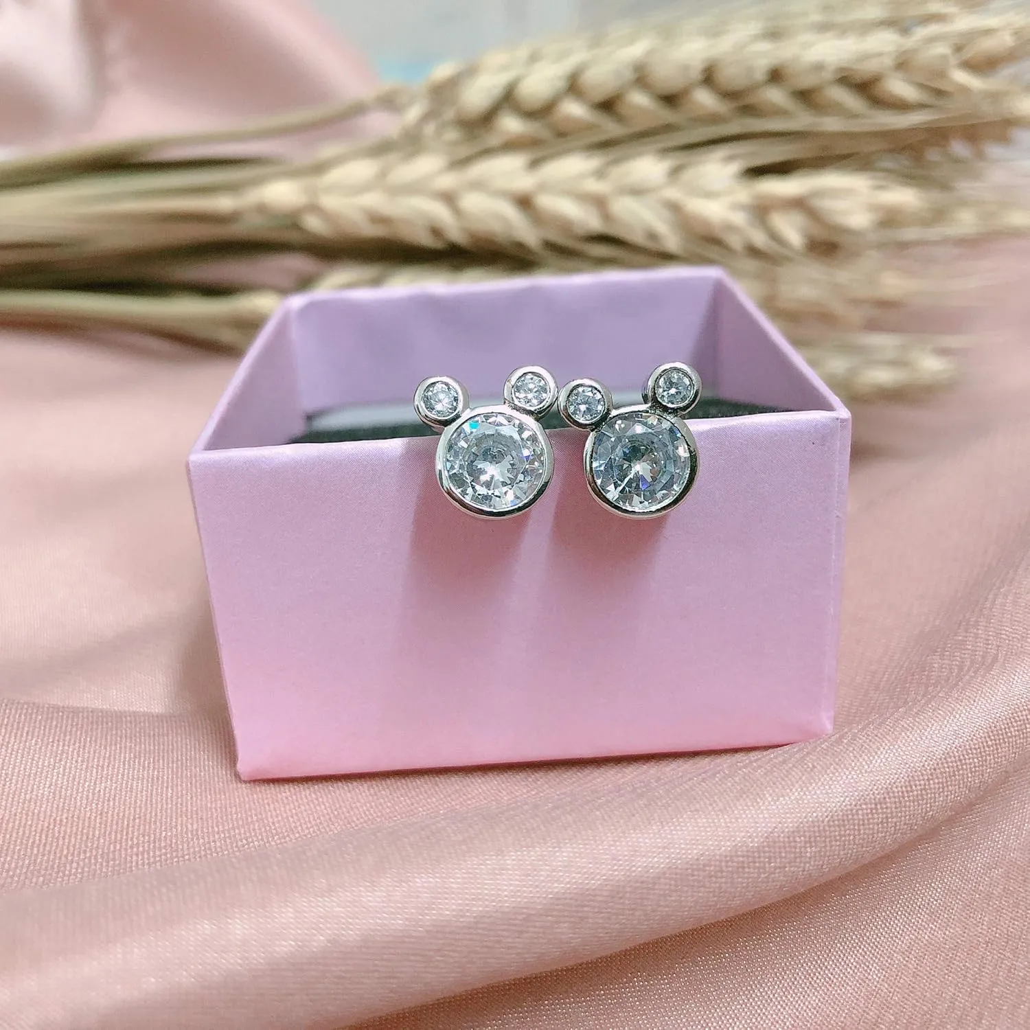 Stud Earring,S925 Silver Stud Earrings with Sparkling CZ Birthstone,Cute And Charm Stud Ear jewelry for Women Girl Gift,Hypoallergenic,6 Colors Available with Jewelry Box