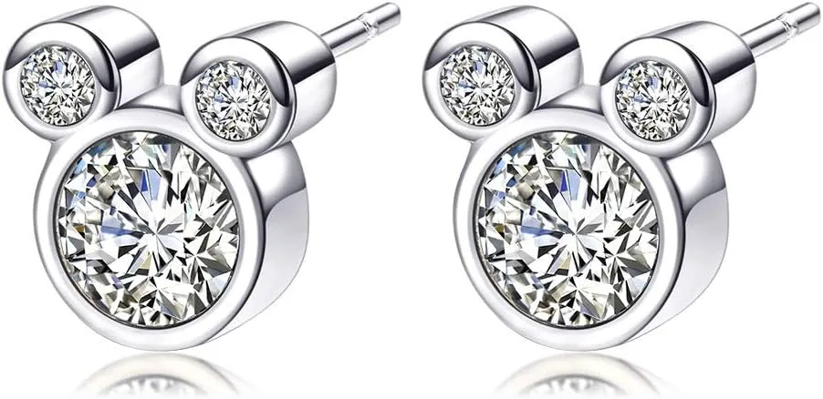 Stud Earring,S925 Silver Stud Earrings with Sparkling CZ Birthstone,Cute And Charm Stud Ear jewelry for Women Girl Gift,Hypoallergenic,6 Colors Available with Jewelry Box